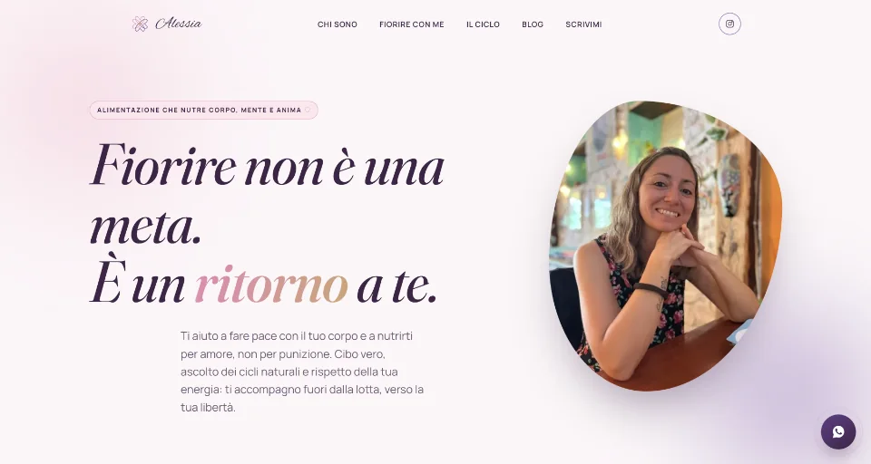 Portada de la web Mangia per Fiorire, de Alessia