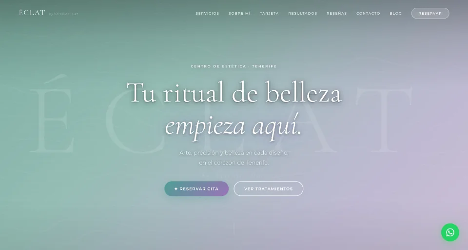 Portada de la web de Éclat Tenerife